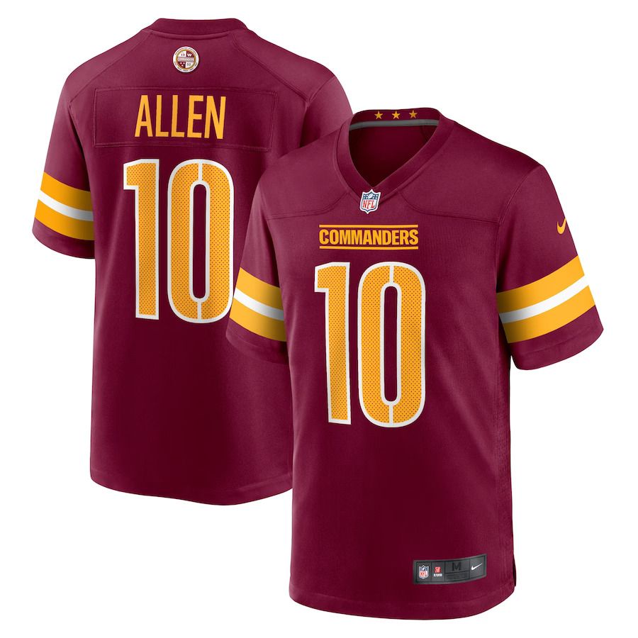 Men Washington Commanders #10 Kazmeir Allen Nike Burgundy Team Game NFL Jersey->washington commanders->NFL Jersey